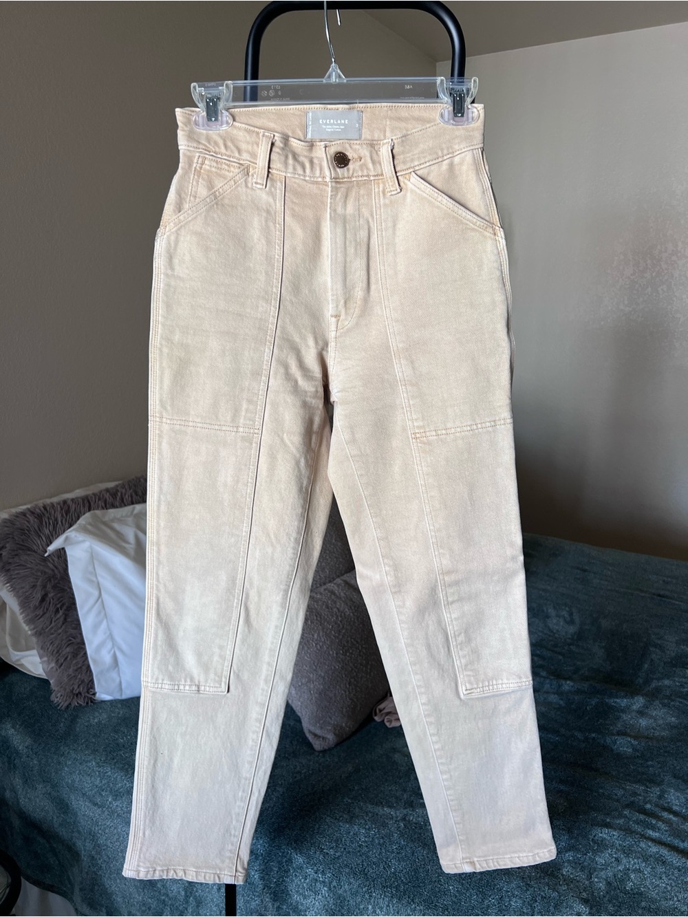 Everlane Light Beige/Yellow High-Rise Utility Tapered Pants